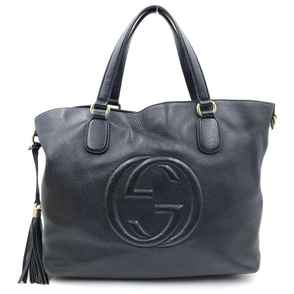 Gucci Soho Tote Black Leather Gold