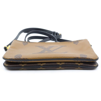 Louis Vuitton Monogram Giant Reverse Pochette Double Zip Brown Black Leather — view 4