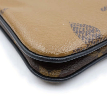 Louis Vuitton Monogram Giant Reverse Pochette Double Zip Brown Black Leather — view 6