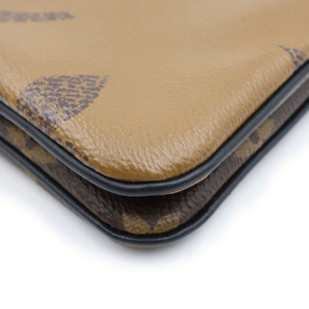 Louis Vuitton Monogram Giant Reverse Pochette Double Zip Brown Black Leather — view 5