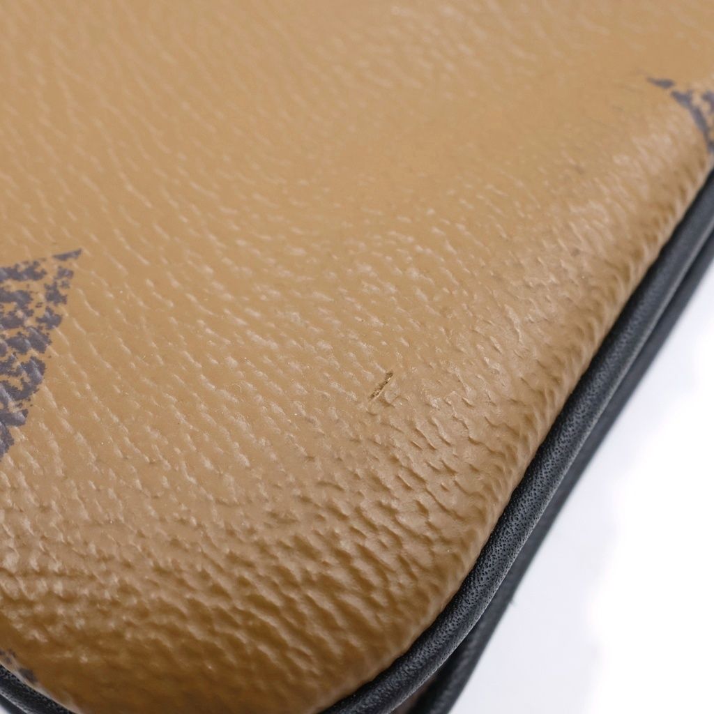 Louis Vuitton Monogram Giant Reverse Pochette Double Zip Brown Black Leather — view 7
