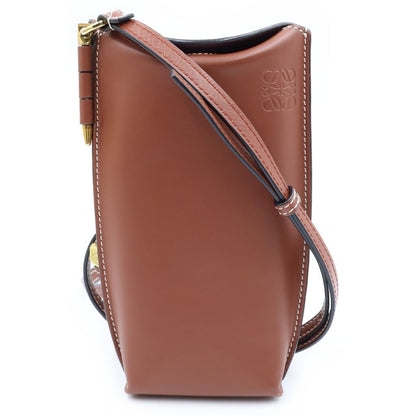 Loewe Anagram Gate Pocket Shoulder Bag Brown Leather