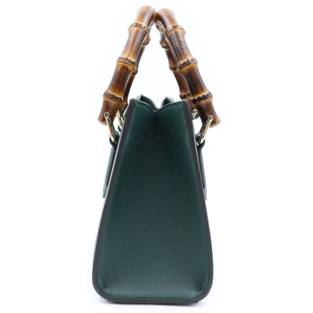 Gucci Diana Bamboo Small 2-Way Shoulder Bag Green Leather — view 3