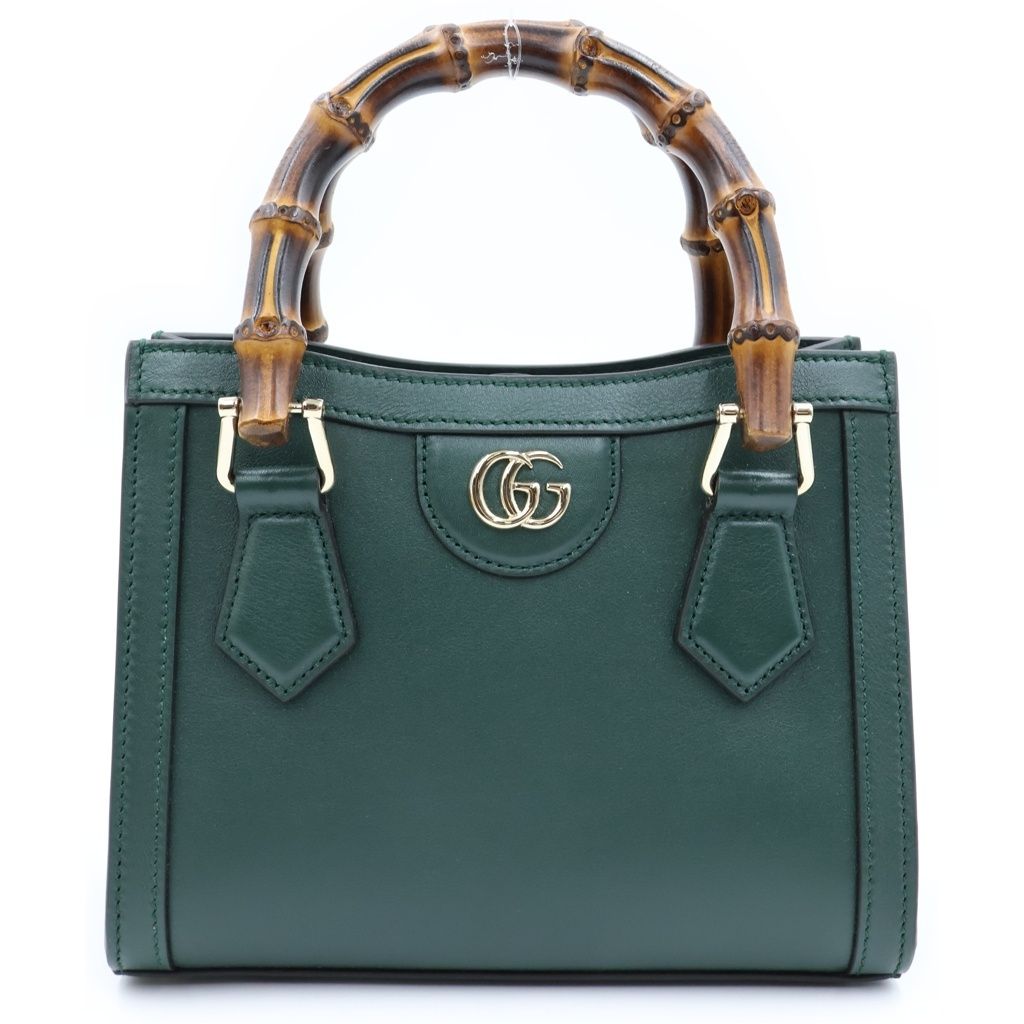 Gucci Diana Bamboo Small 2-Way Shoulder Bag Green Leather