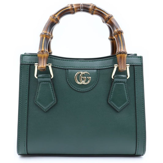 Gucci Diana Bamboo Small 2-Way Shoulder Bag Green Leather