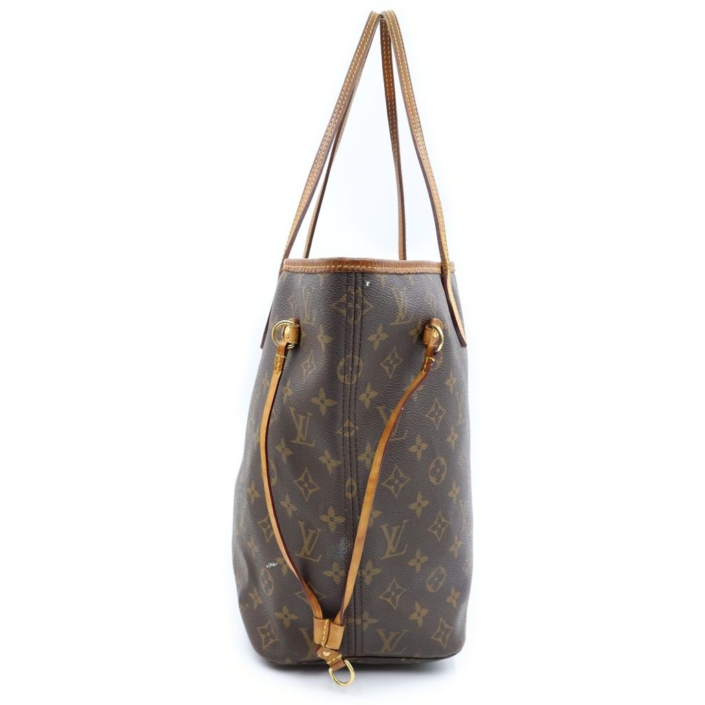 Louis Vuitton Monogram Neverfull MM Brown Leather Tote — view 3