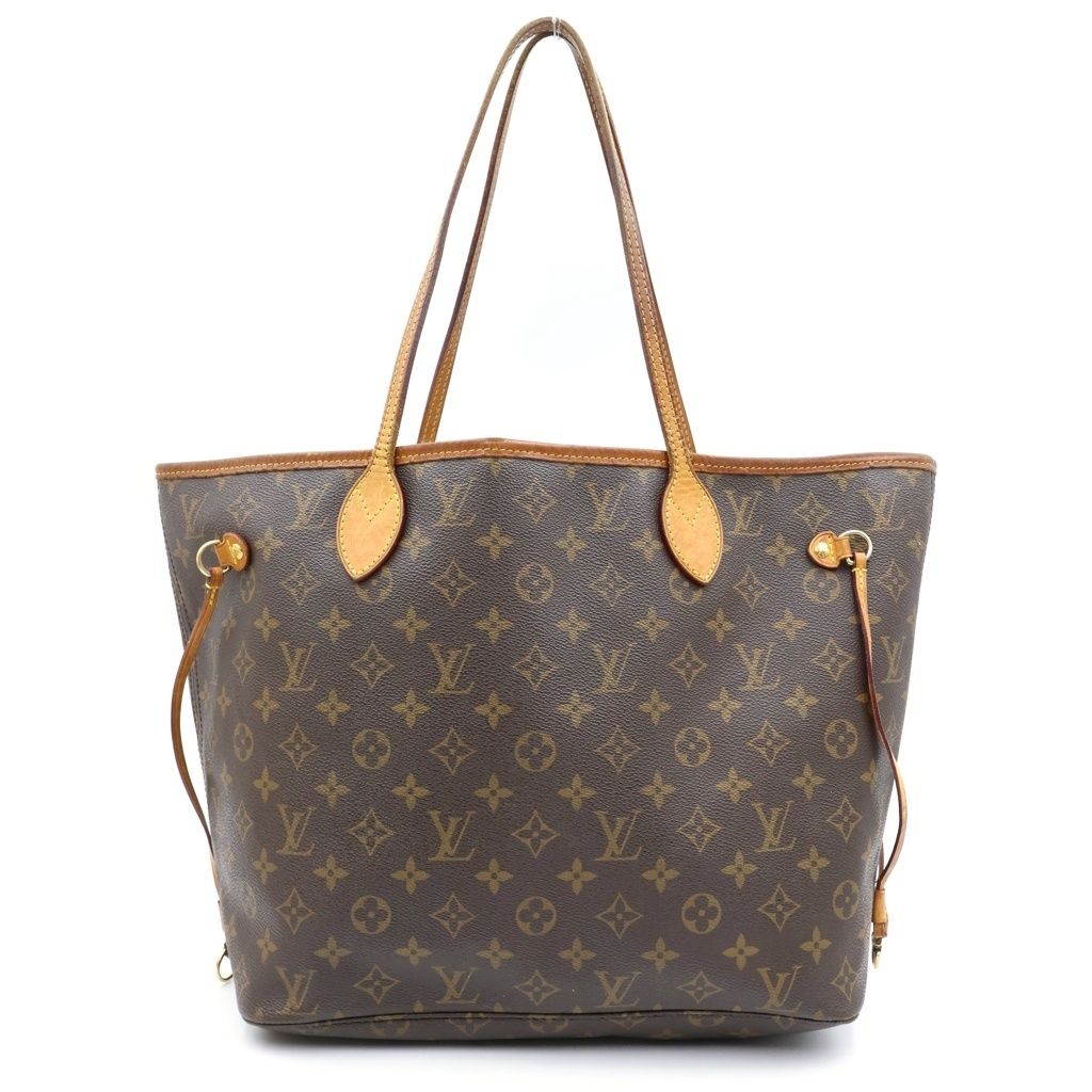 Louis Vuitton Monogram Neverfull MM Brown Leather Tote