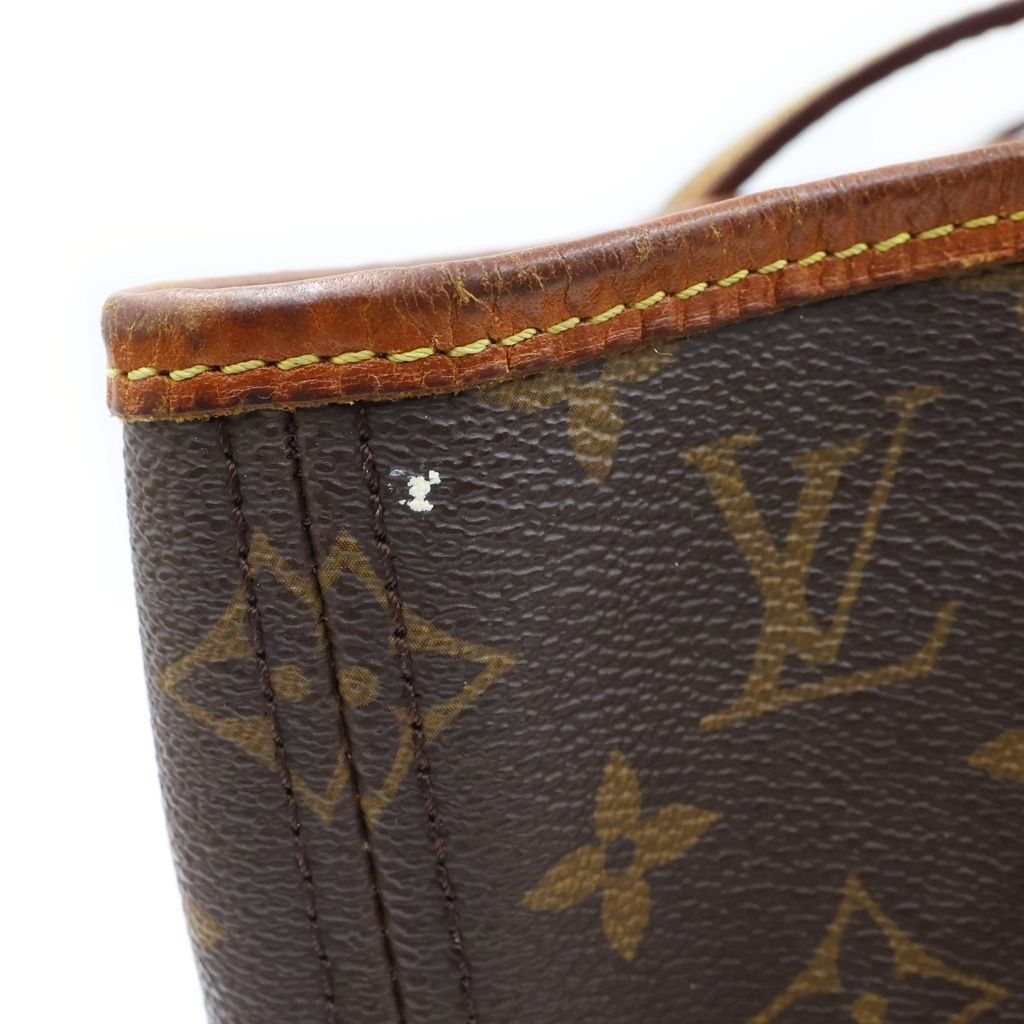 Louis Vuitton Monogram Neverfull MM Brown Leather Tote — view 7