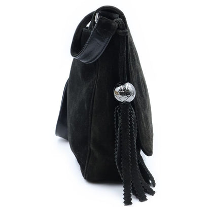 Chanel Triple Coco Tassel Shoulder Bag Black Suede Silver — view 3