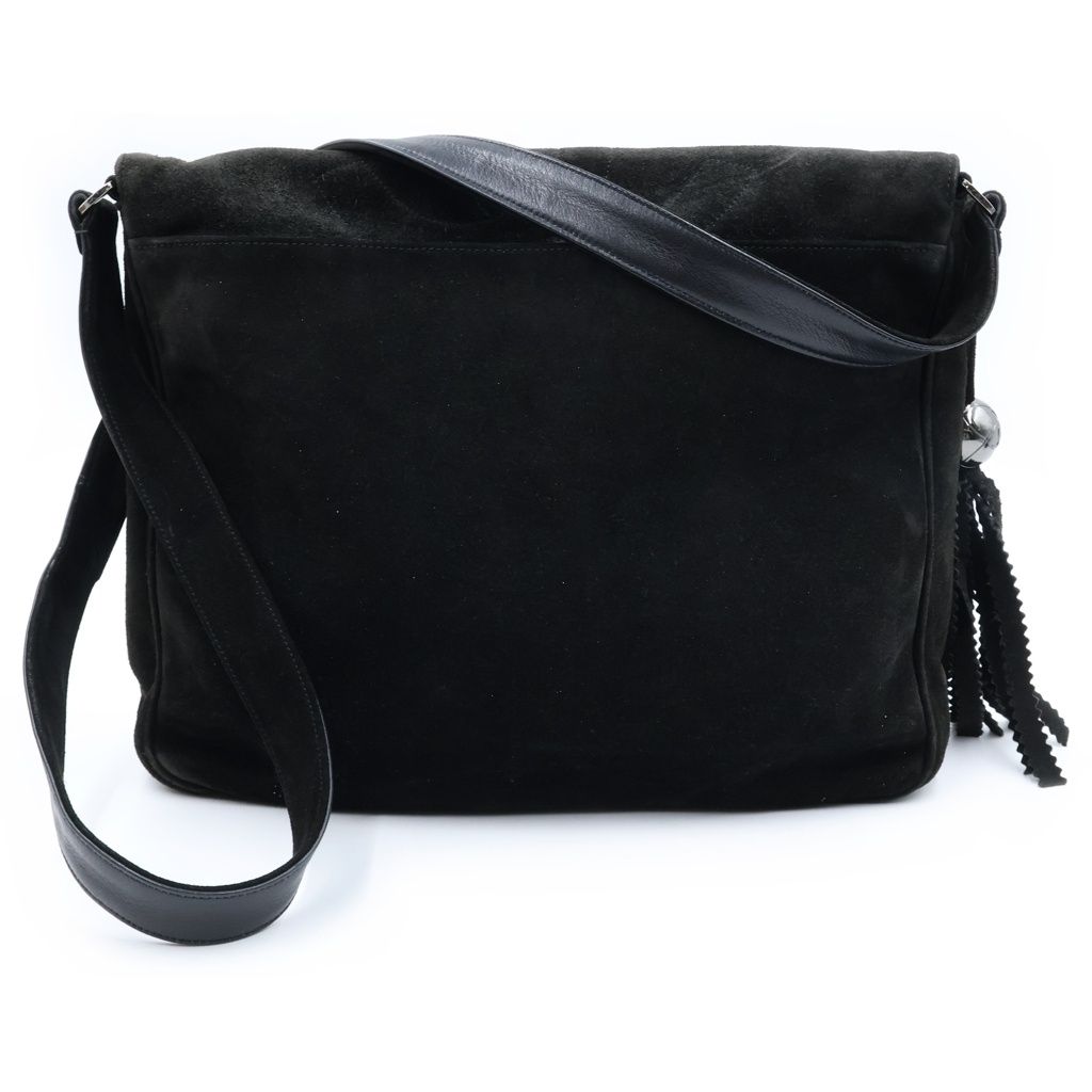 Chanel Triple Coco Tassel Shoulder Bag Black Suede Silver — view 2