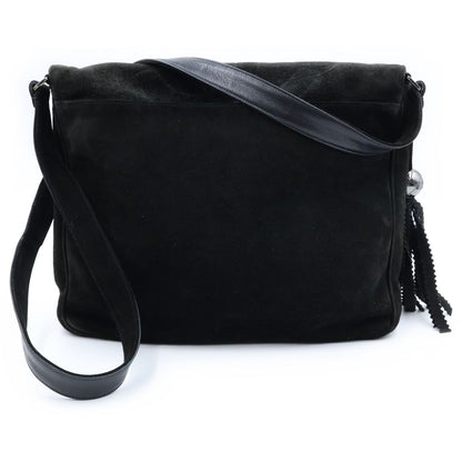 Chanel Triple Coco Tassel Shoulder Bag Black Suede Silver — view 2