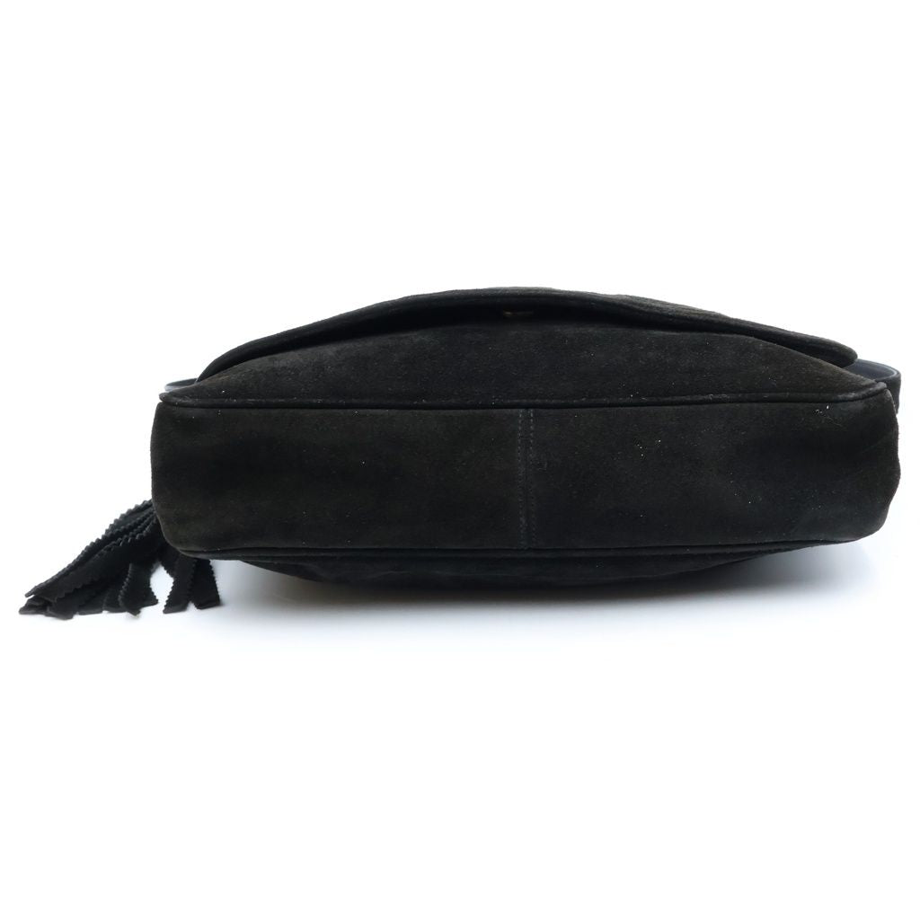 Chanel Triple Coco Tassel Shoulder Bag Black Suede Silver — view 4