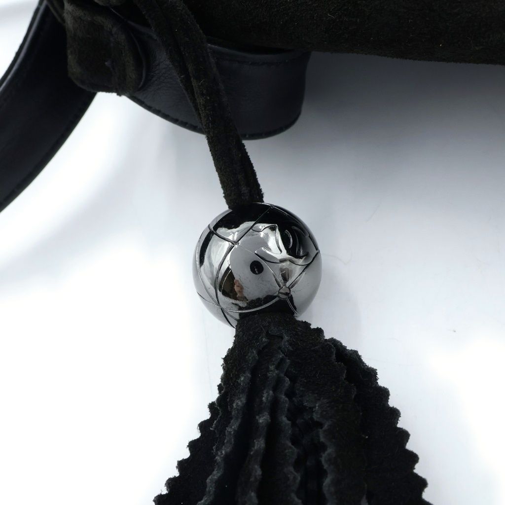 Chanel Triple Coco Tassel Shoulder Bag Black Suede Silver — view 7