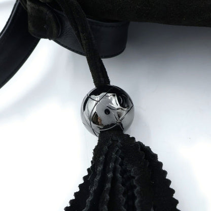 Chanel Triple Coco Tassel Shoulder Bag Black Suede Silver — view 7