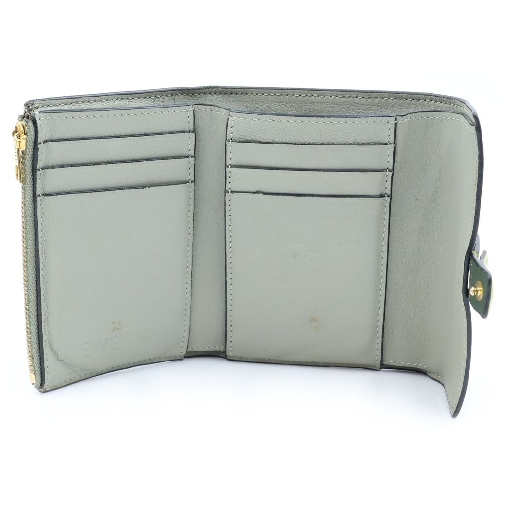 Loewe Anagram Small Vertical Compact Wallet Trifold Khaki — view 4