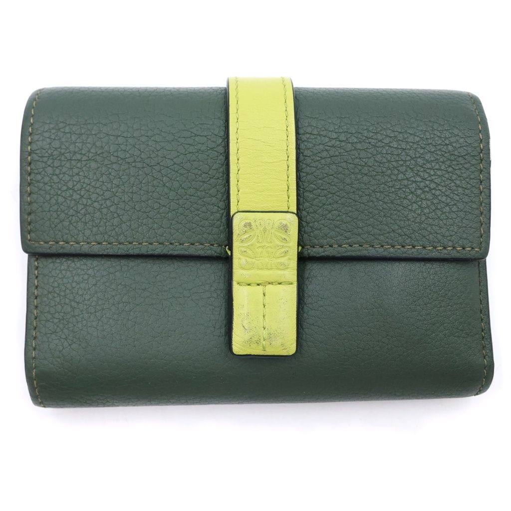 Loewe Anagram Small Vertical Compact Wallet Trifold Khaki