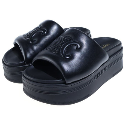 Celine Triomphe Sandals Black Leather Silicone Thick Sole