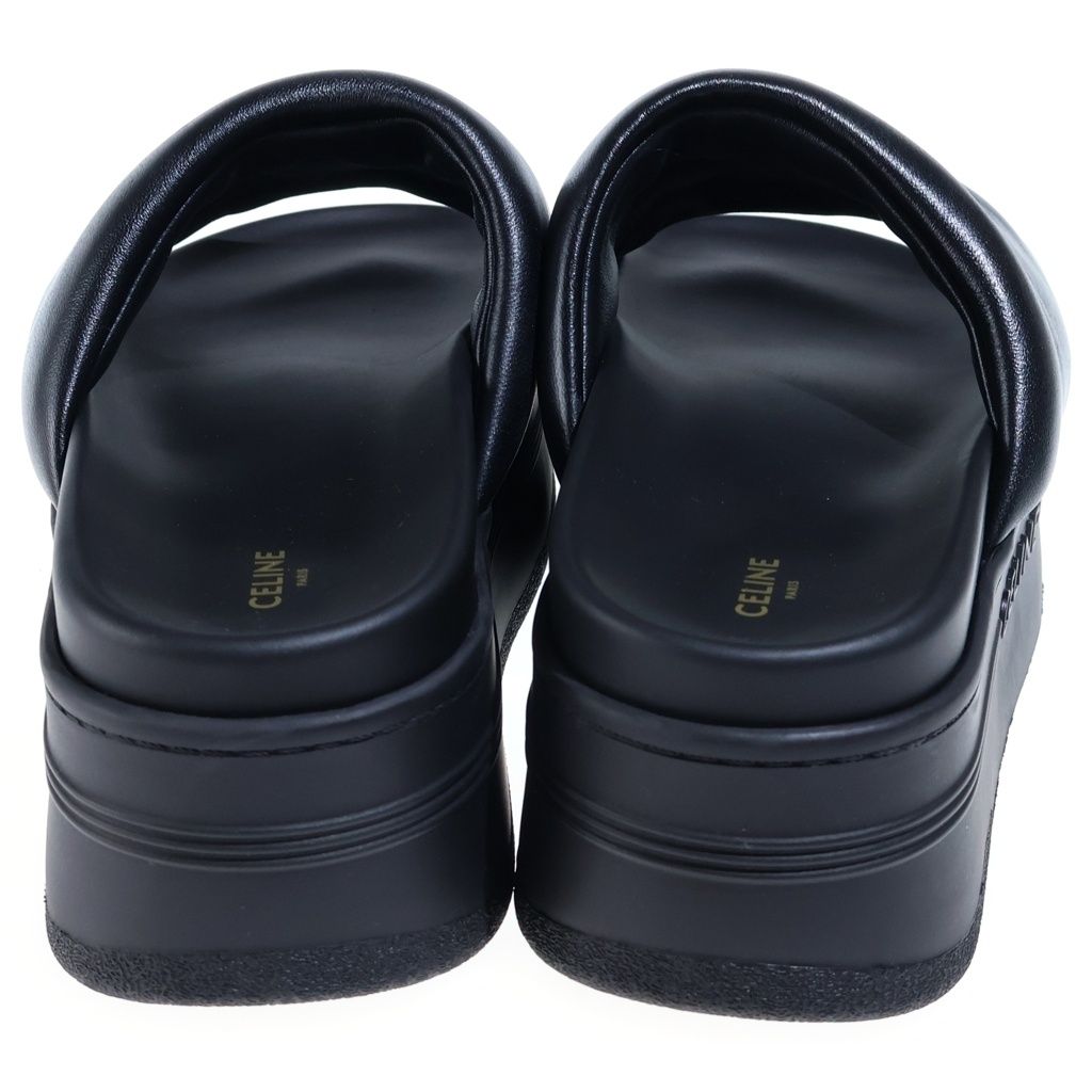 Celine Triomphe Sandals Black Leather Silicone Thick Sole — view 3