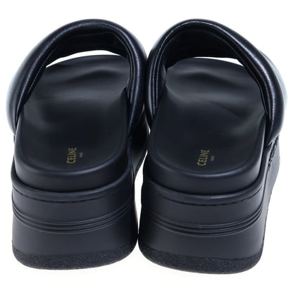 Celine Triomphe Sandals Black Leather Silicone Thick Sole — view 3