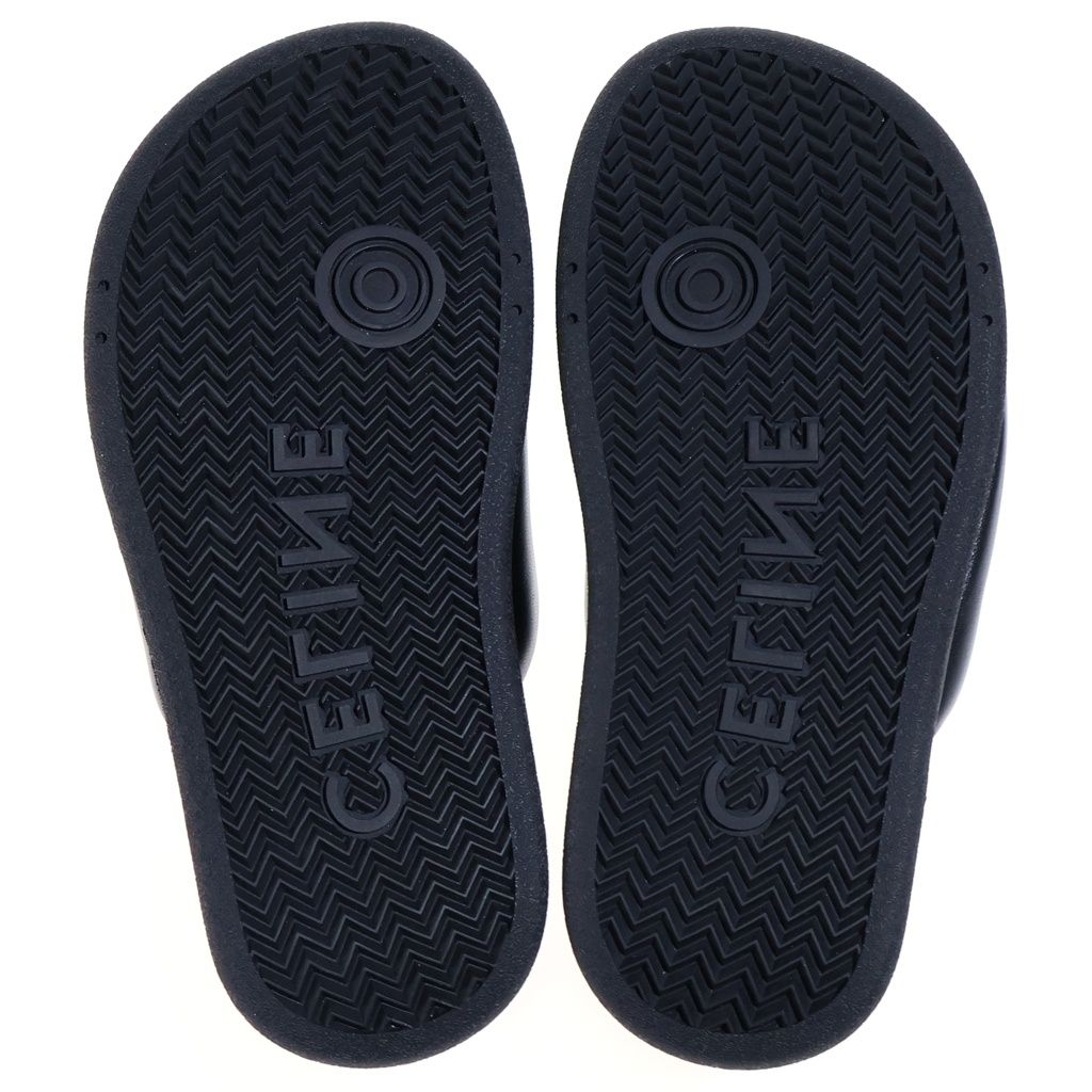 Celine Triomphe Sandals Black Leather Silicone Thick Sole — view 5