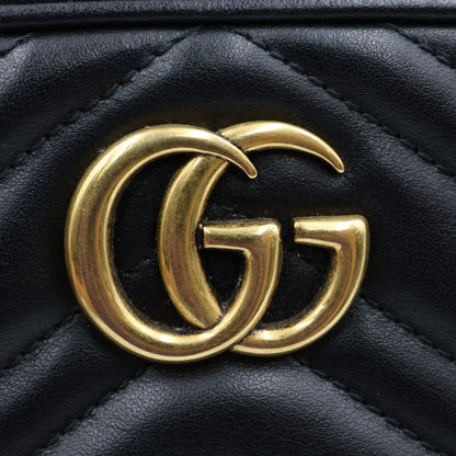 Gucci GG Marmont Mini Chain Shoulder Bag Black Gold Leather — view 6