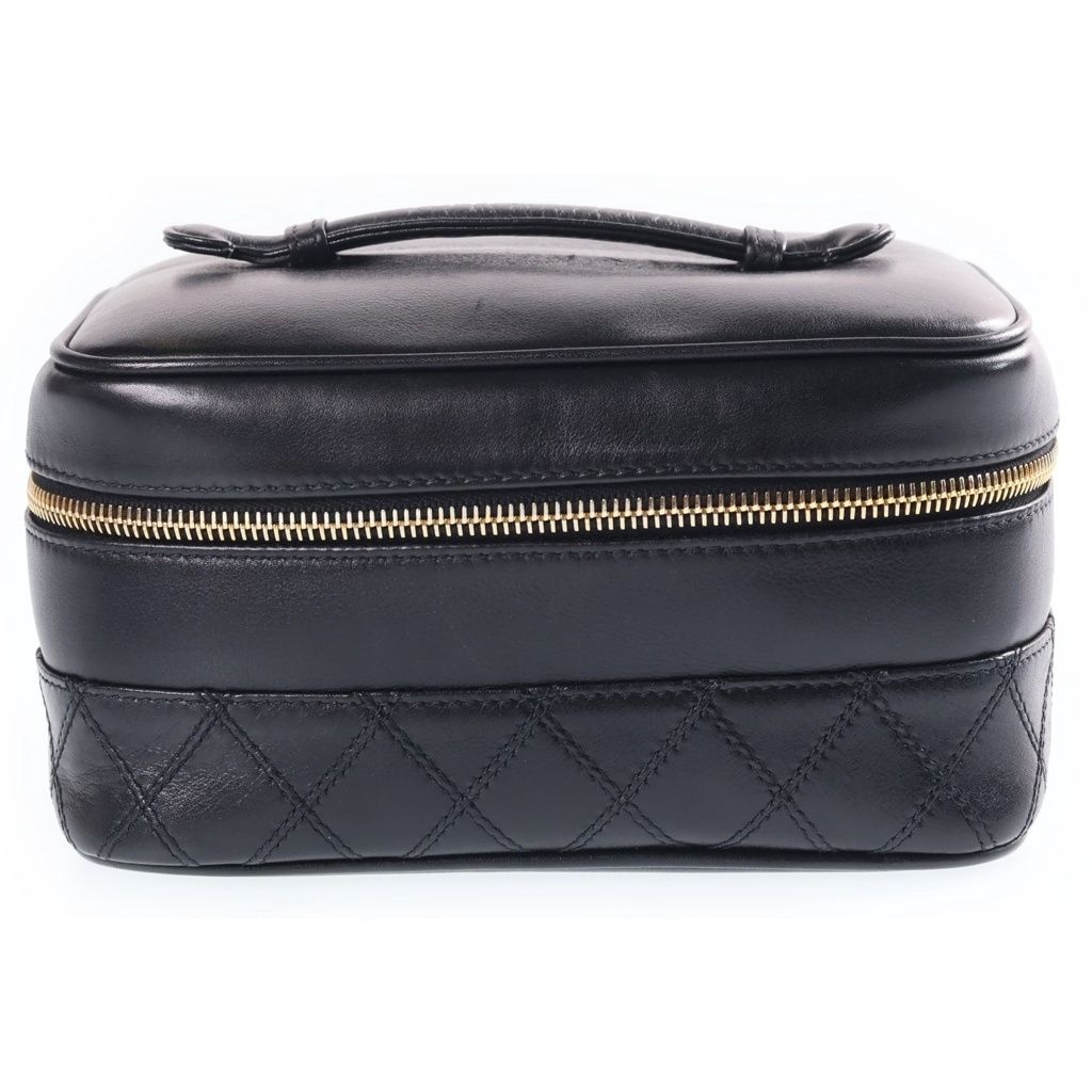 Chanel Bicolor Vanity Pouch Black Lambskin Gold