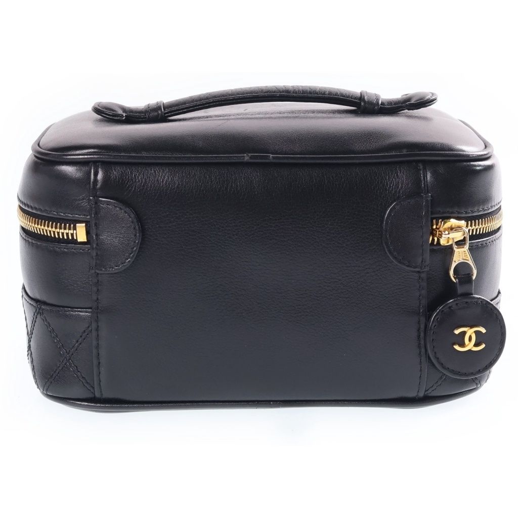 Chanel Bicolor Vanity Pouch Black Lambskin Gold — view 2