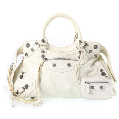 Balenciaga Neo Cagole City Handbag Arena Lambskin Neo White