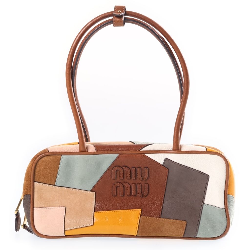 Miu Miu Beau Leather Patchwork Back Multi Handbag