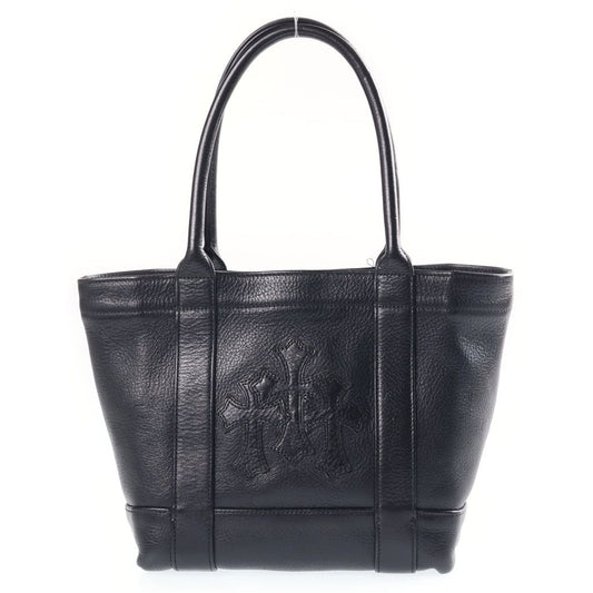 Chrome Hearts Mini Tote Cemetery Cross Patch Mini Leather Handbag Black