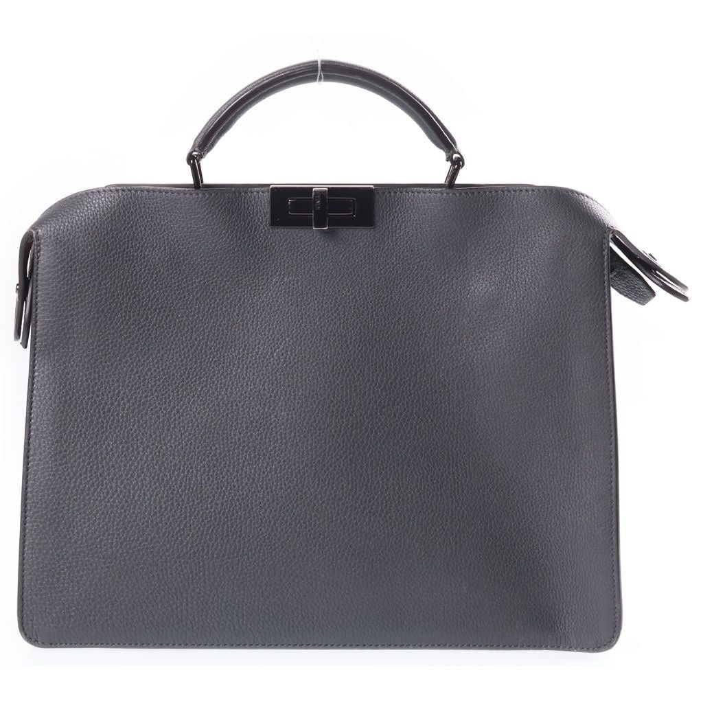 Fendi Peekaboo ISeeU Medium 2-Way Shoulder Bag Gray Leather Black