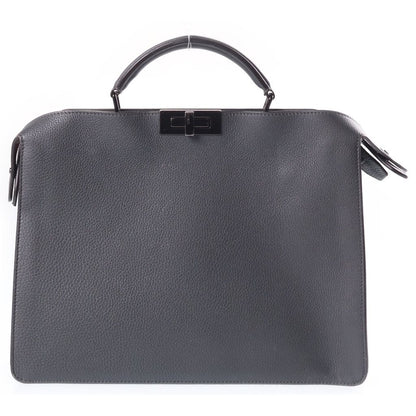 Fendi Peekaboo ISeeU Medium 2-Way Shoulder Bag Gray Leather Black