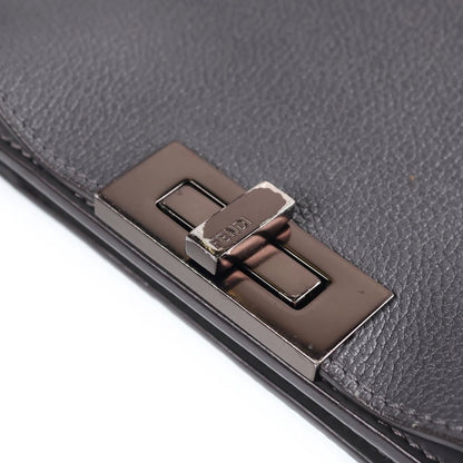 Fendi Peekaboo ISeeU Medium 2-Way Shoulder Bag Gray Leather Black — view 6