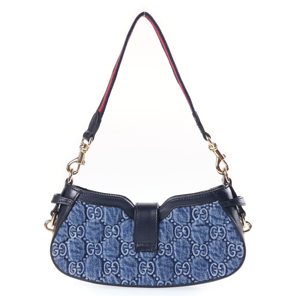 Gucci Sherry Line GG Denim Moonside Bag Indigo Blue Gold — view 2