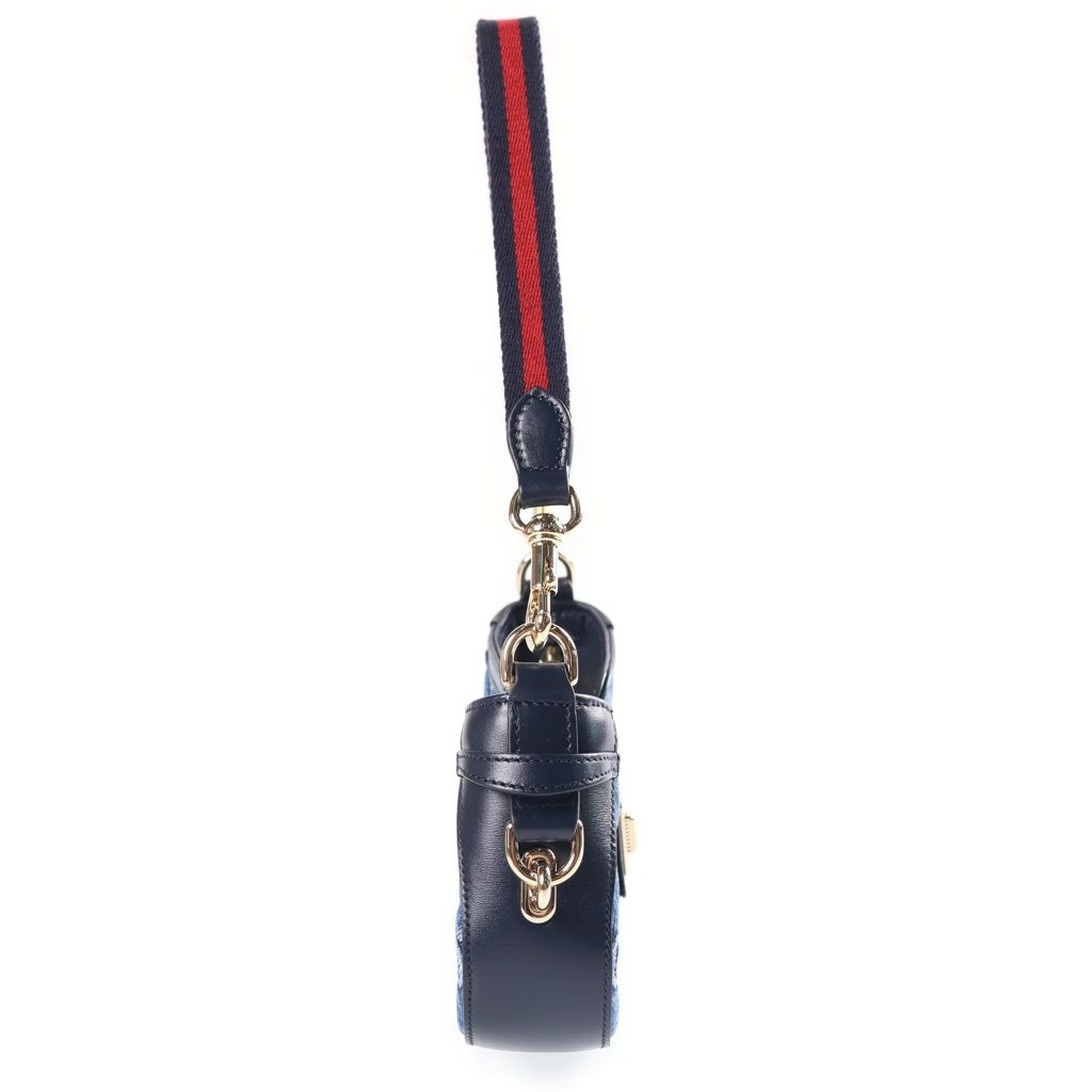 Gucci Sherry Line GG Denim Moonside Bag Indigo Blue Gold — view 3