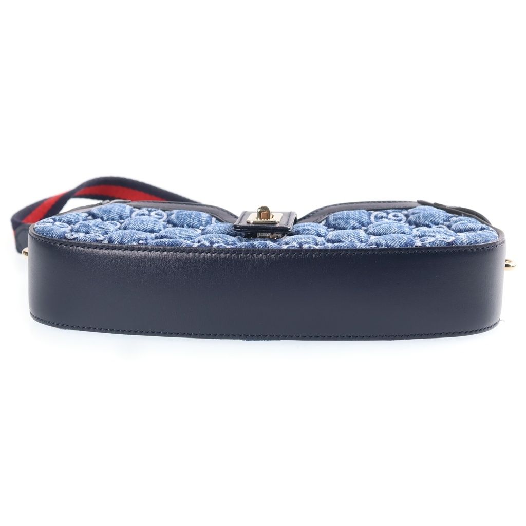 Gucci Sherry Line GG Denim Moonside Bag Indigo Blue Gold — view 4