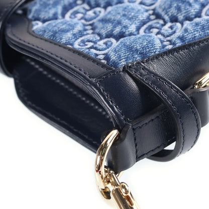 Gucci Sherry Line GG Denim Moonside Bag Indigo Blue Gold — view 6