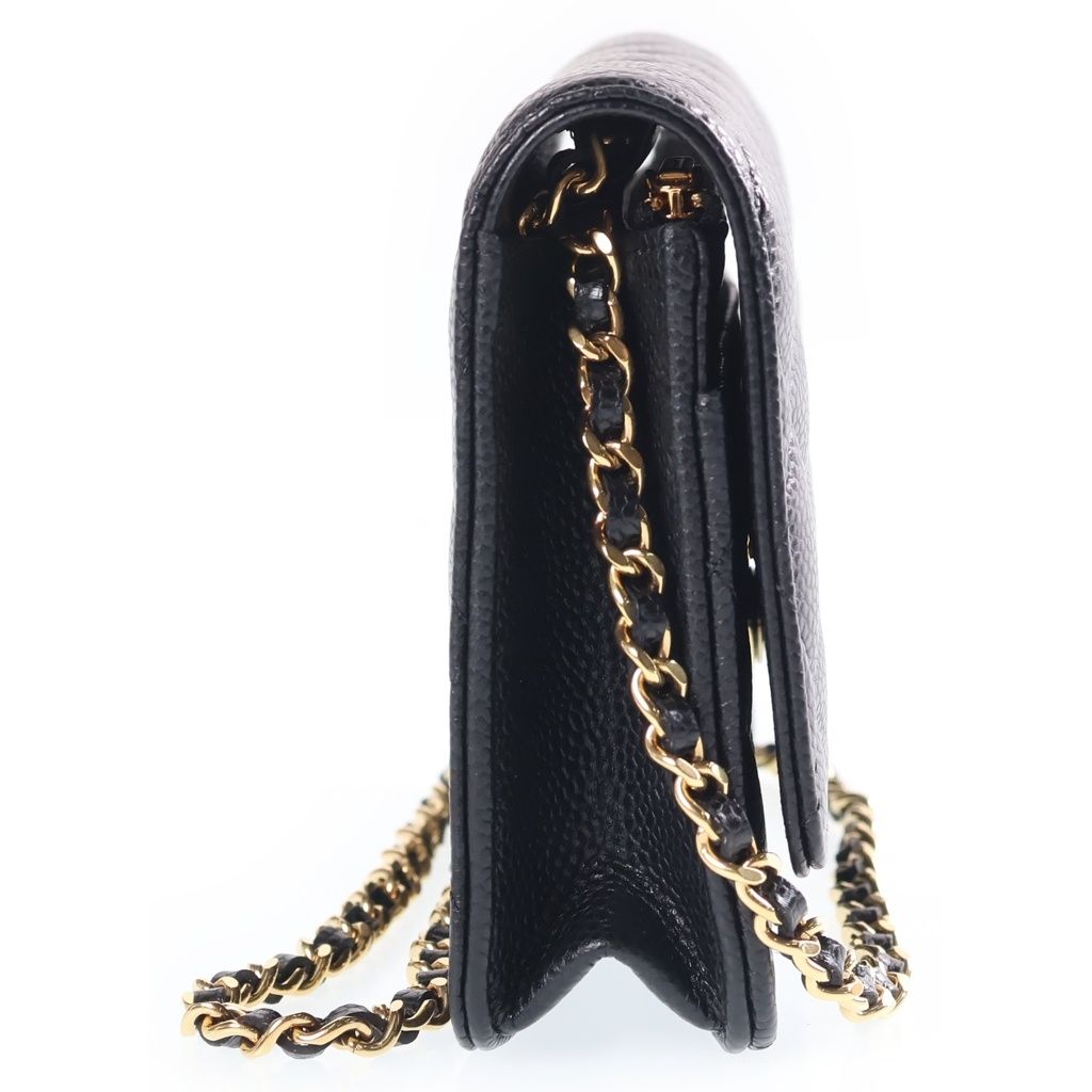 Chanel CC Logo Quilted Caviar Leather Gold Chain Wallet Shoulder Bag Random — view 3