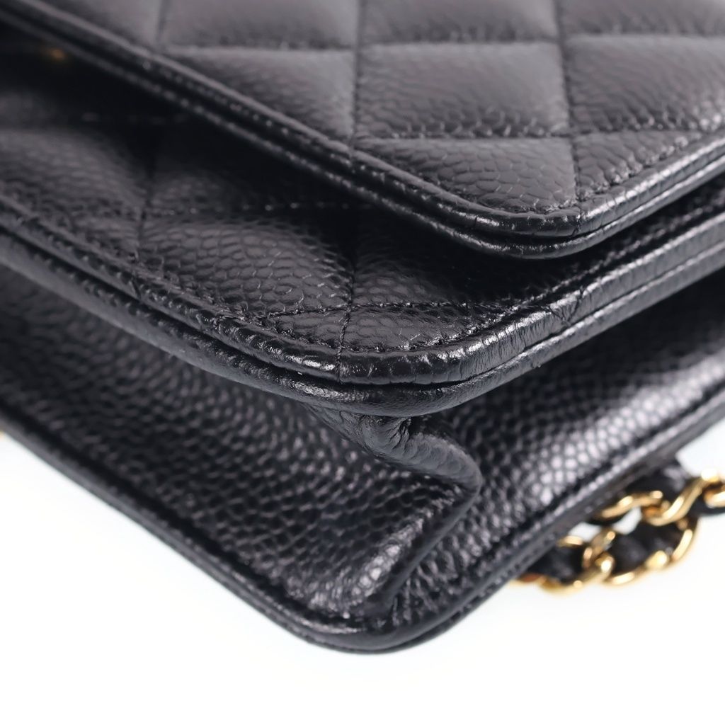 Chanel CC Logo Quilted Caviar Leather Gold Chain Wallet Shoulder Bag Random — view 5