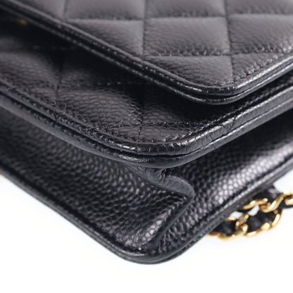 Chanel CC Logo Quilted Caviar Leather Gold Chain Wallet Shoulder Bag Random — view 5
