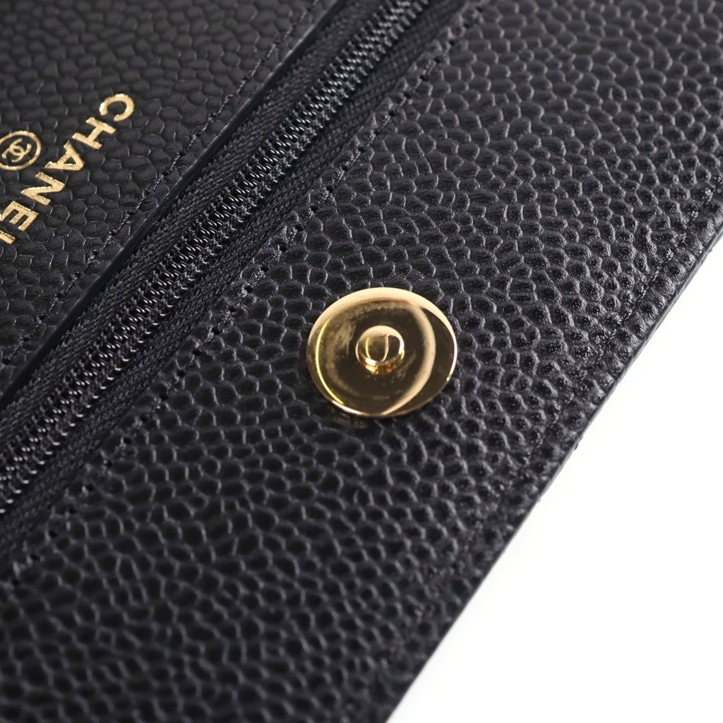 Chanel CC Logo Quilted Caviar Leather Gold Chain Wallet Shoulder Bag Random — view 6
