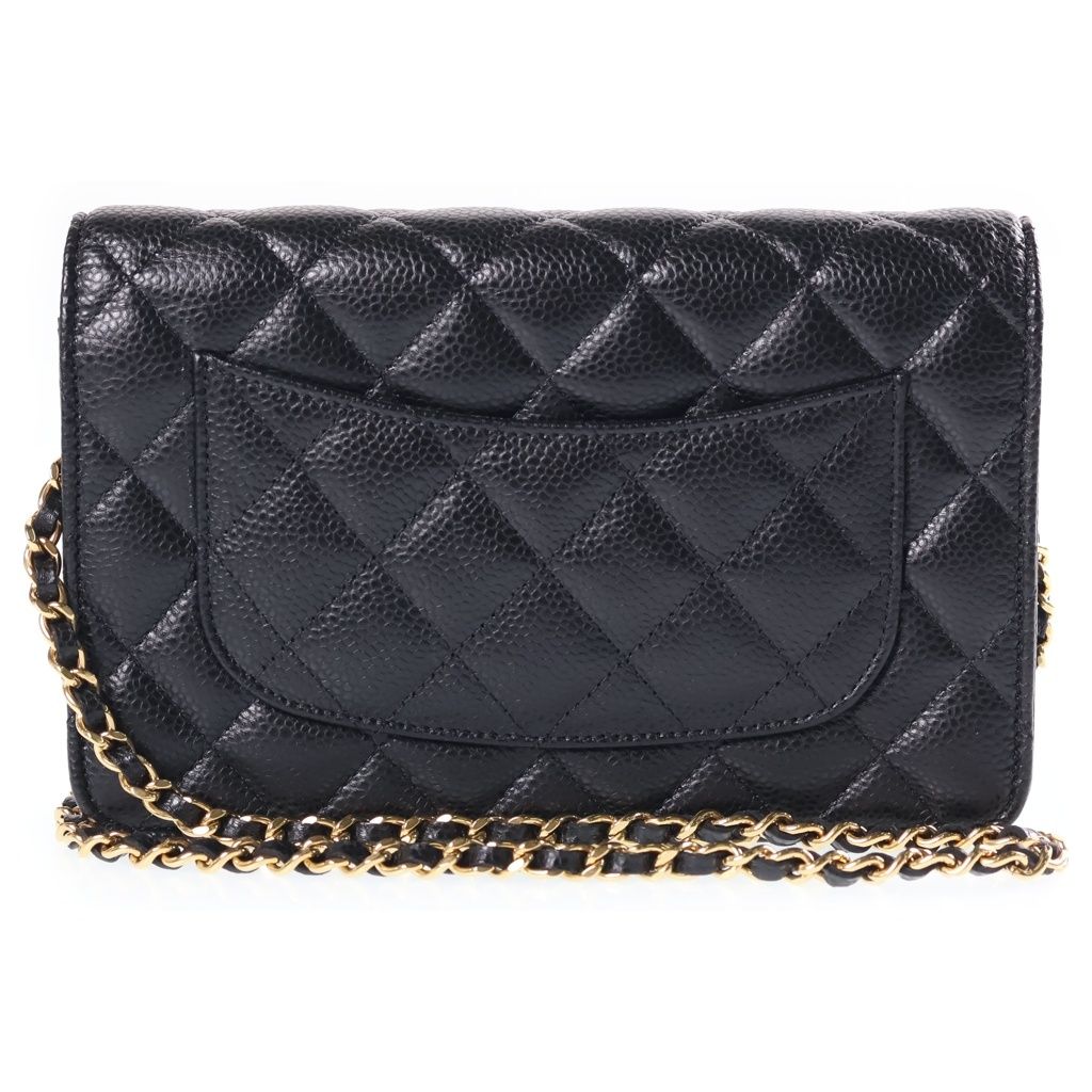 Chanel CC Logo Quilted Caviar Leather Gold Chain Wallet Shoulder Bag Random — view 2