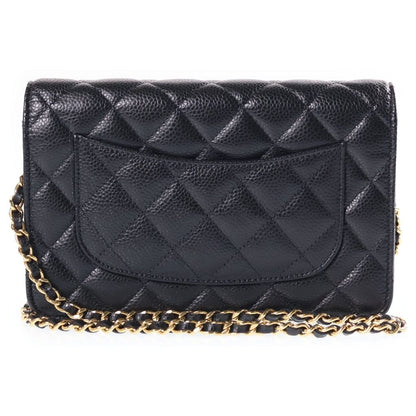 Chanel CC Logo Quilted Caviar Leather Gold Chain Wallet Shoulder Bag Random — view 2