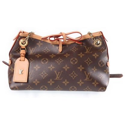 Louis Vuitton Monogram Carryall BB Chain Mini Shoulder Bag Brown Leather Gold