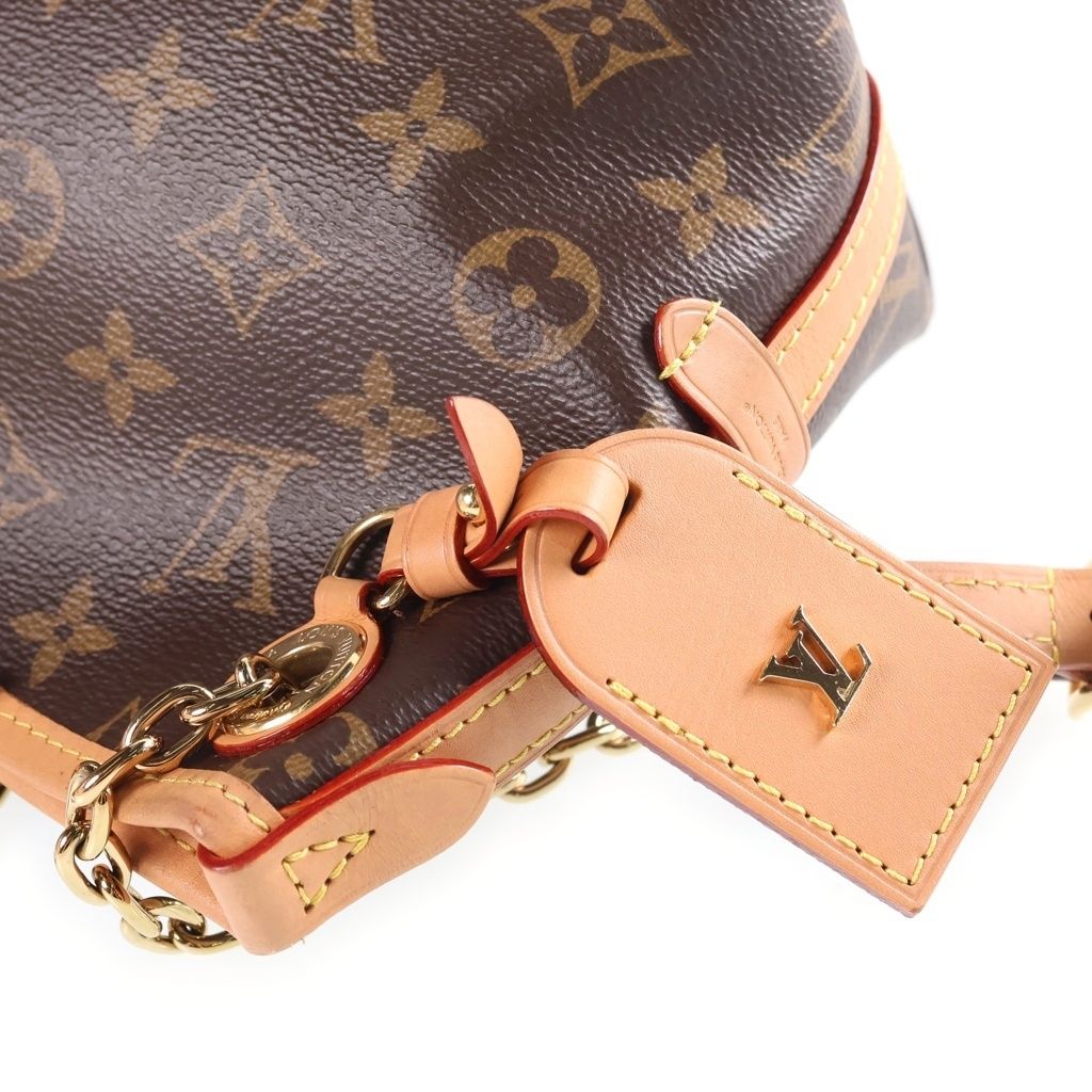 Louis Vuitton Monogram Carryall BB Chain Mini Shoulder Bag Brown Leather Gold — view 6