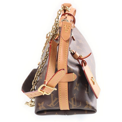 Louis Vuitton Monogram Carryall BB Chain Mini Shoulder Bag Brown Leather Gold — view 3