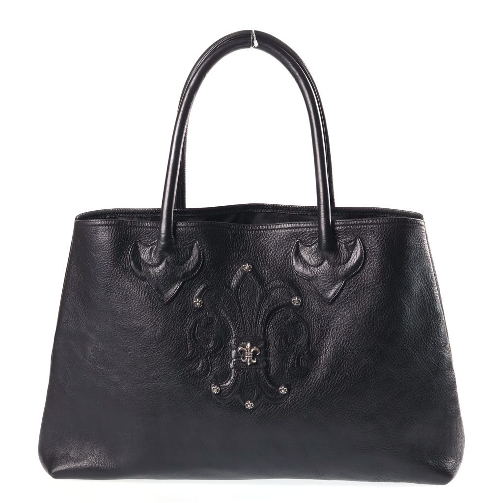 Chrome Hearts Snp BS Fluer Patch Tote Double Snap BS Flare Leather Black