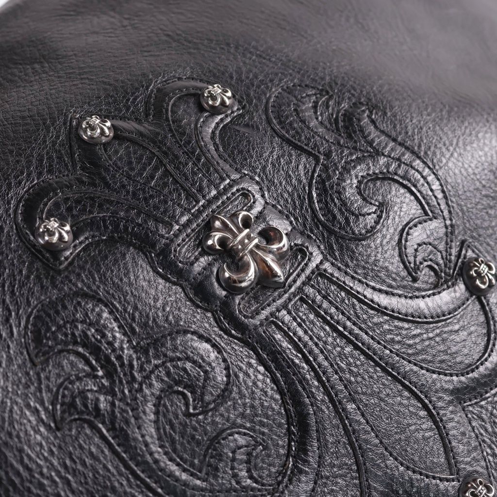 Chrome Hearts Snp BS Fluer Patch Tote Double Snap BS Flare Leather Black — view 6