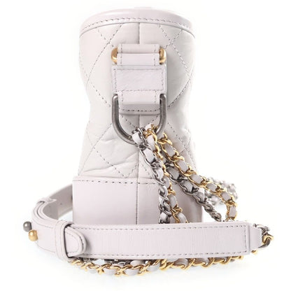 Chanel Gabrielle de Chanel Small Chain Shoulder Bag Light Gray Leather Gold — view 3