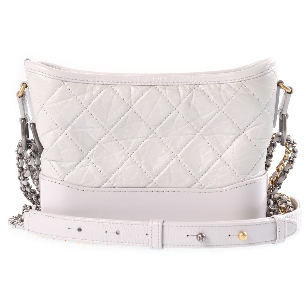 Chanel Gabrielle de Chanel Small Chain Shoulder Bag Light Gray Leather Gold — view 2